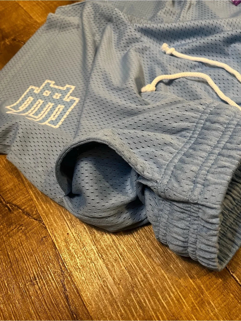 Brand new Eric Emanuel Baby Blue Mesh Athletic Shorts